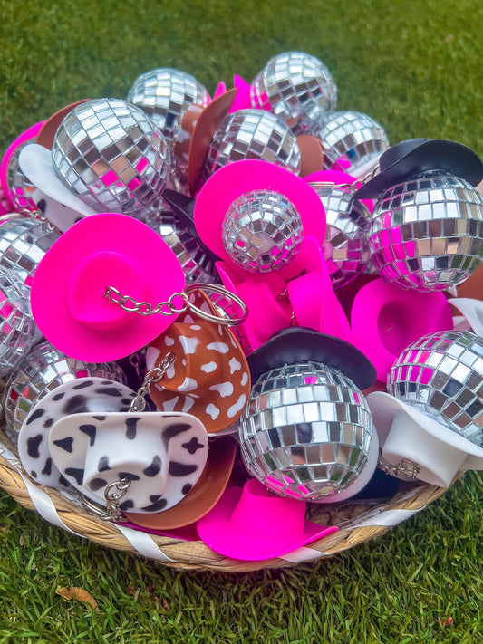 CowGirl Disco Ball Hat Keychains - ShopCassiesCrafts