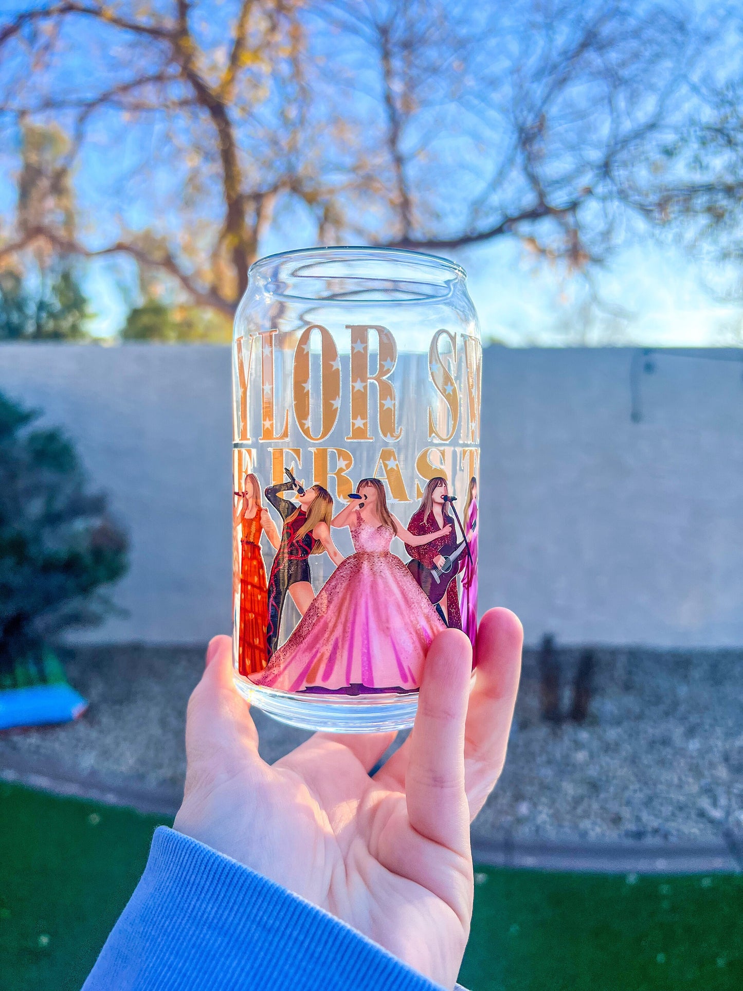 Eras Tour Outfits Decorated 16 oz Glass Cup