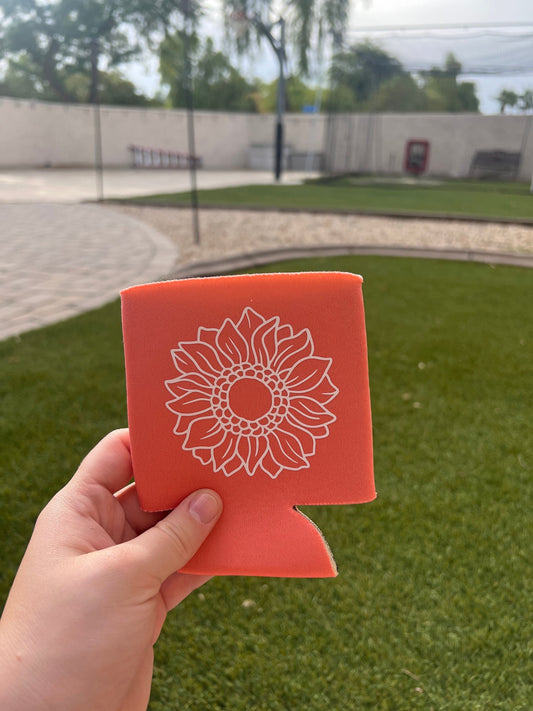 Peach/Orange Flower Can Cooler - ShopCassiesCrafts