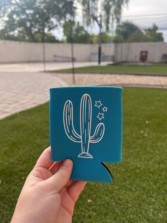 Blue Cactus Can Cooler - ShopCassiesCrafts