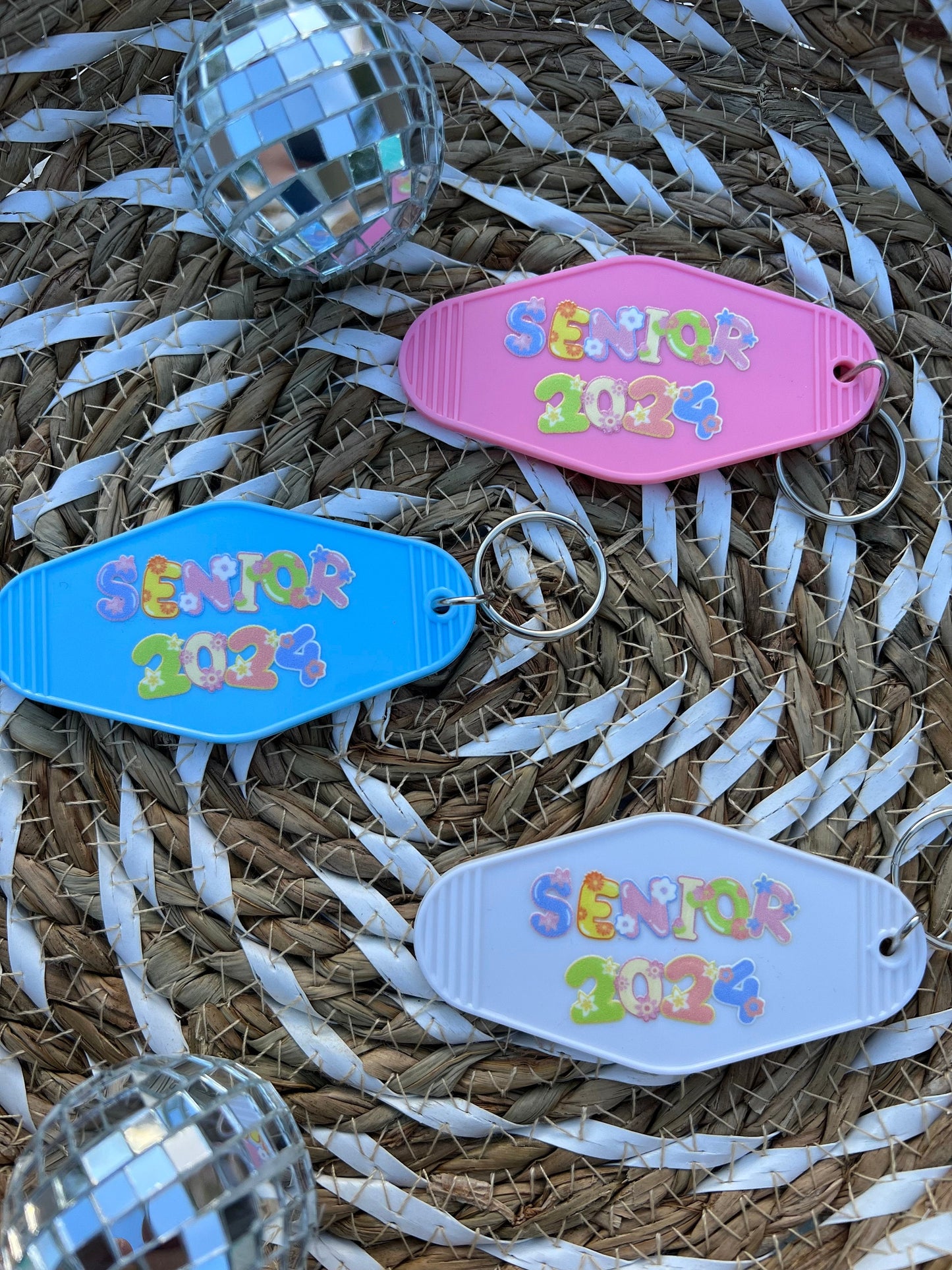 Senior 2024 Floral Bubble Motel Keychain