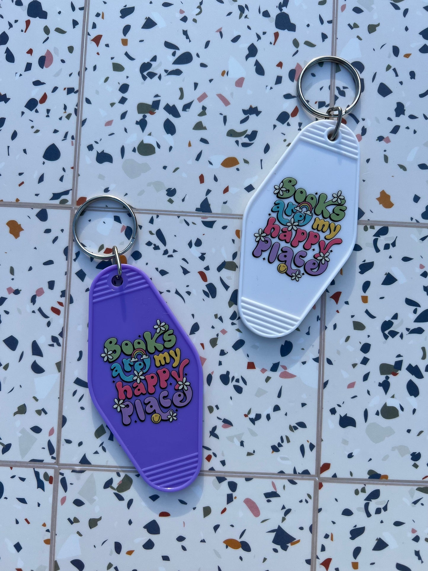 Books Happy Place Motel Keychain