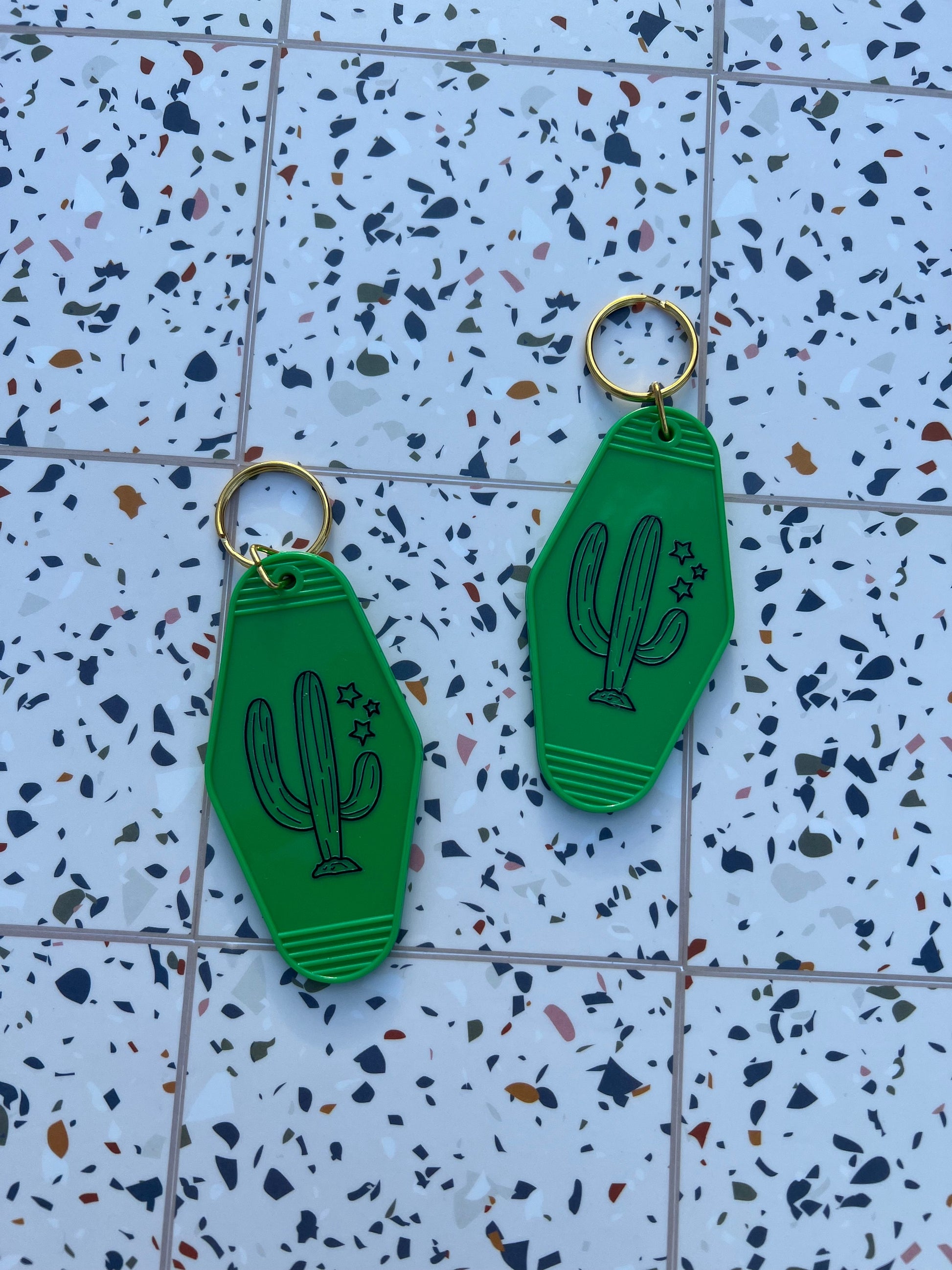 Green Cactus Motel Keychain - ShopCassiesCrafts