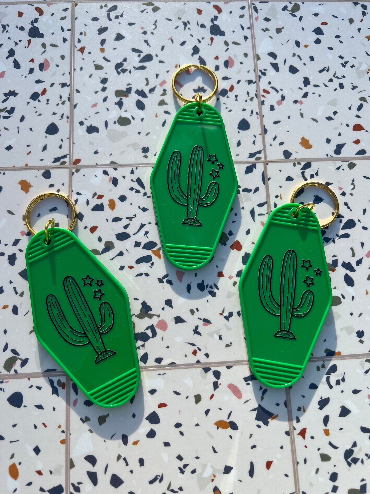 Green Cactus Motel Keychain - ShopCassiesCrafts