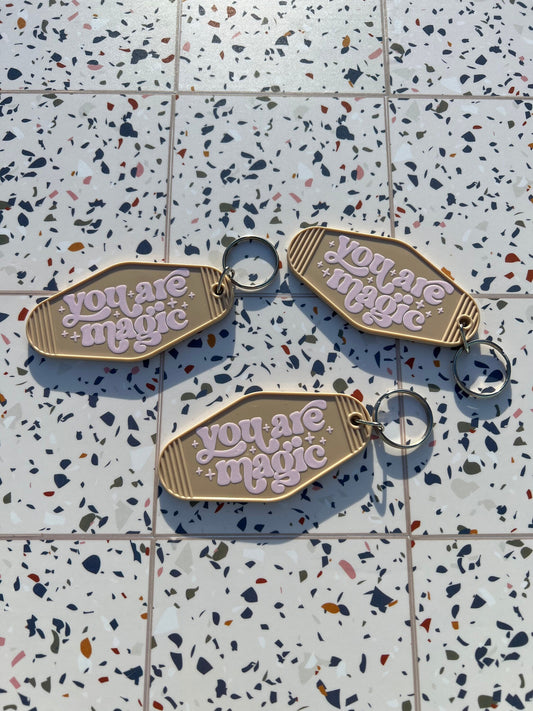 Beige "You Are Magic" Motel Keychain - ShopCassiesCrafts