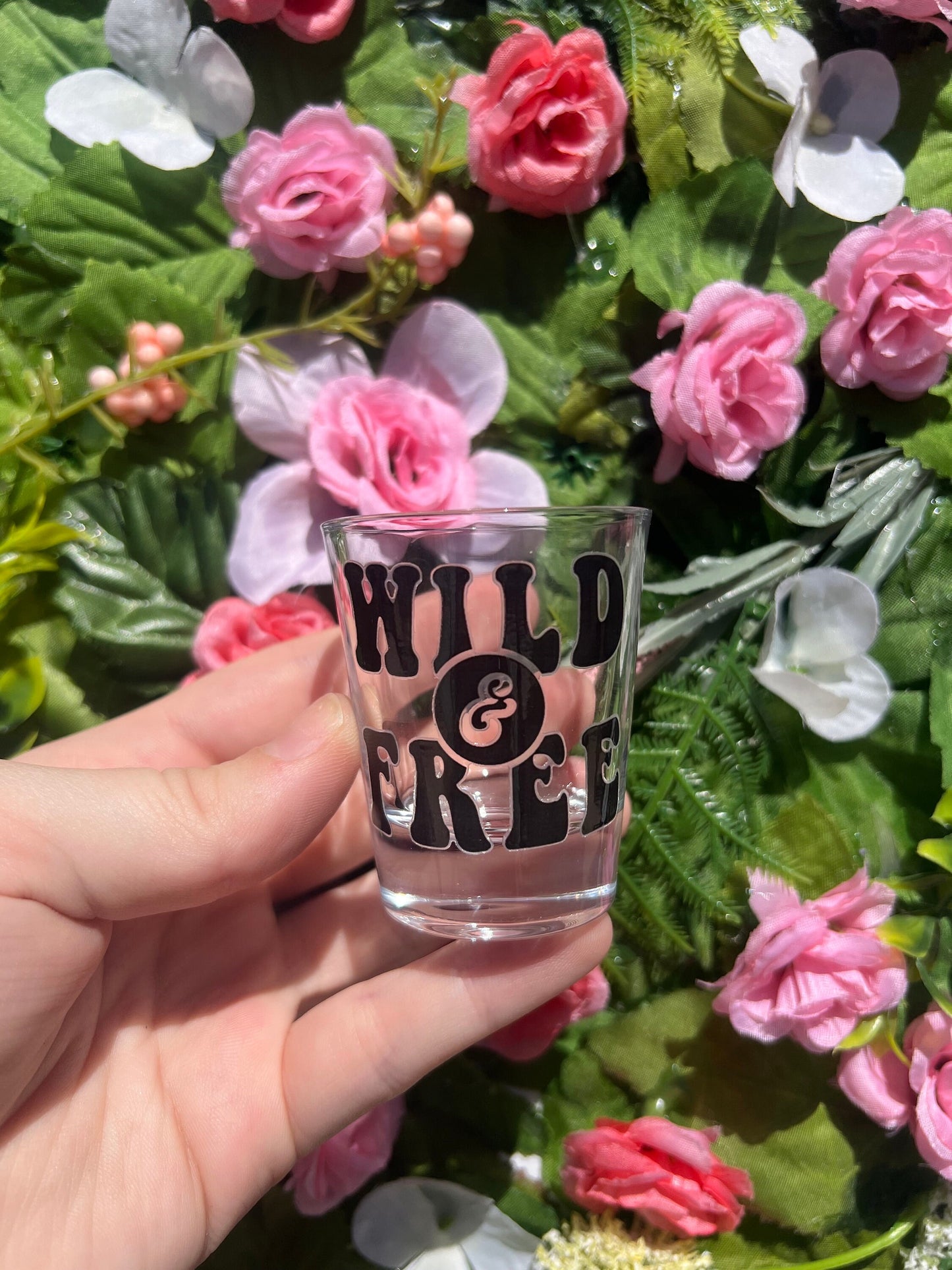 Wild & Free Decorated Glass Shot Glass