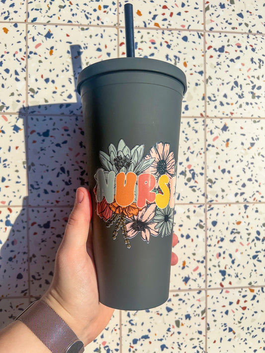 Nurse Decorated 22 oz Black Double Insulated Cup