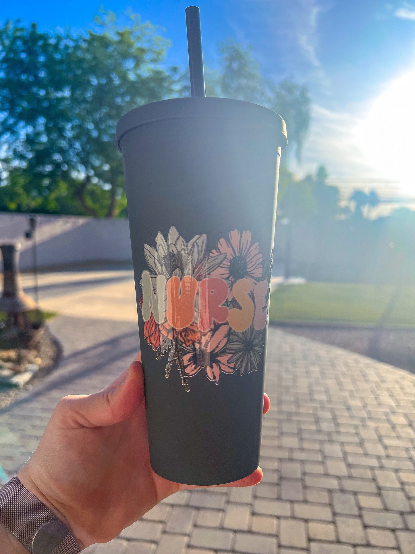 Nurse Decorated 22 oz Black Double Insulated Cup