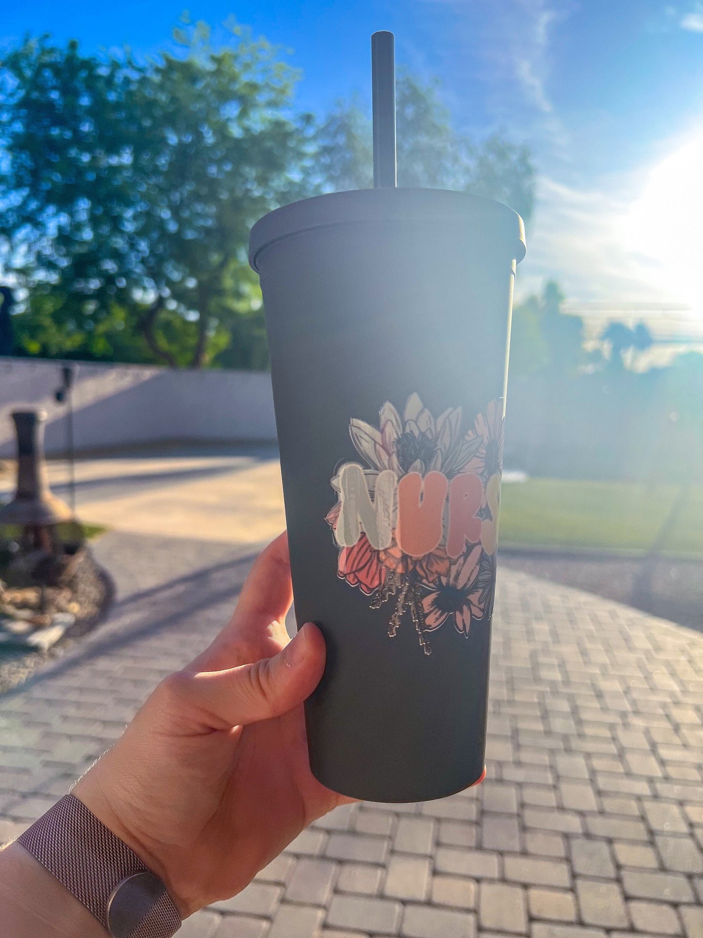 Nurse Decorated 22 oz Black Double Insulated Cup