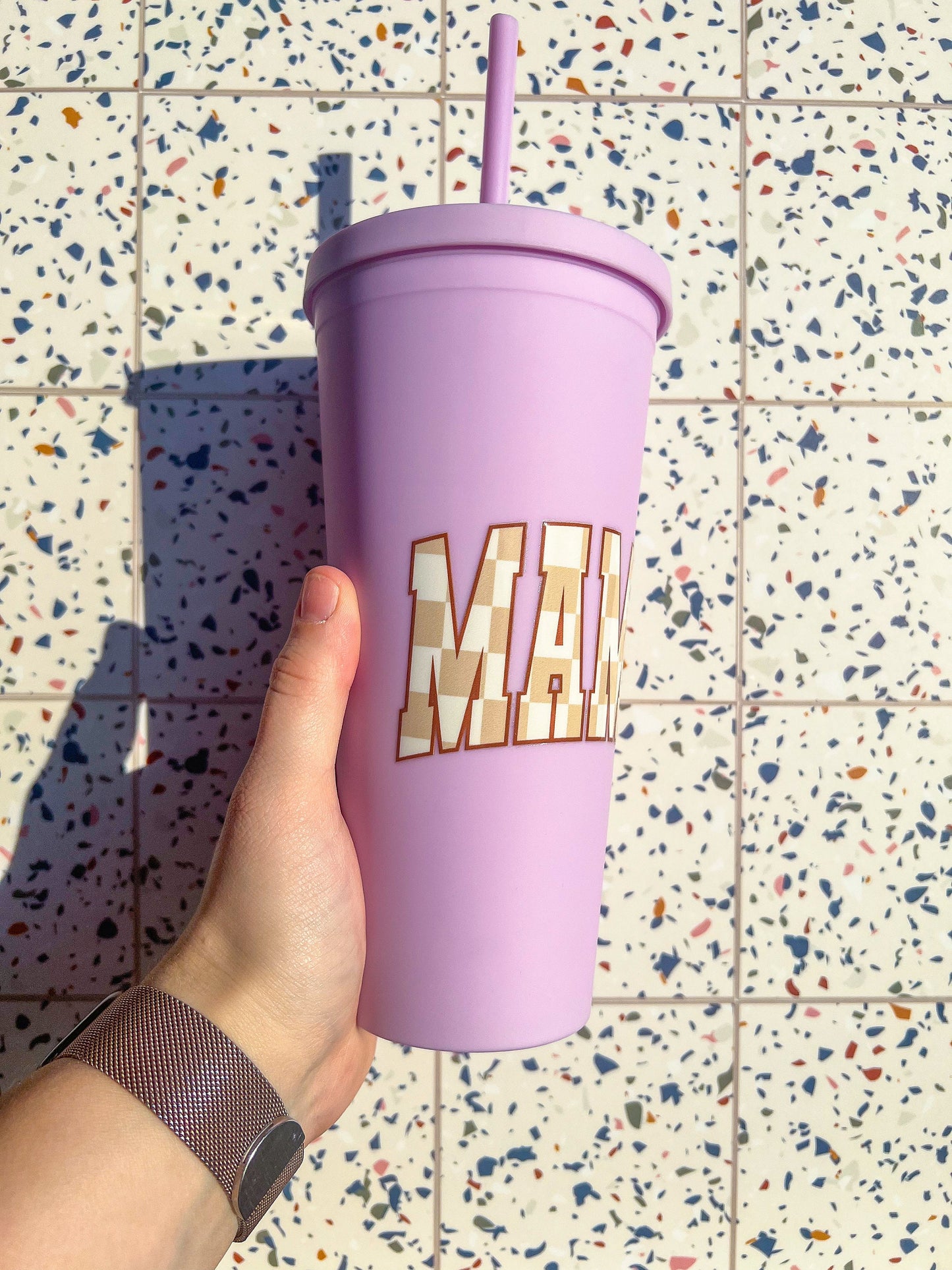 Mama Decorated 22 oz Purple Double Insulated Cup