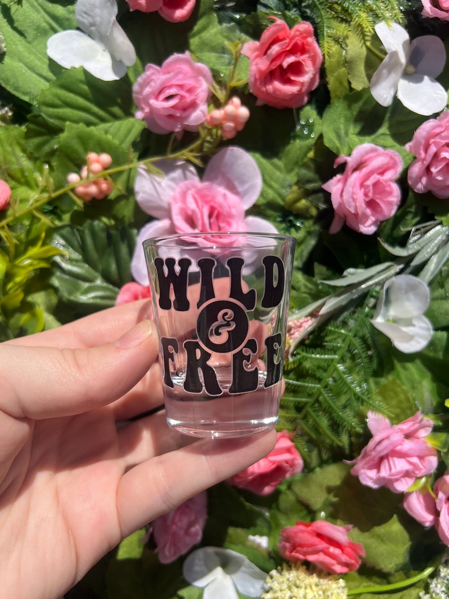 Wild & Free Decorated Glass Shot Glass