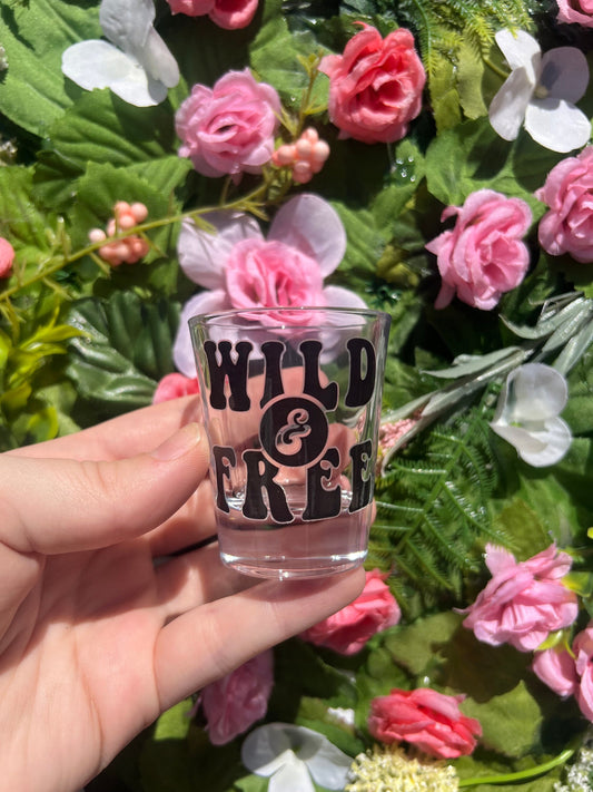 Wild & Free Decorated Glass Shot Glass