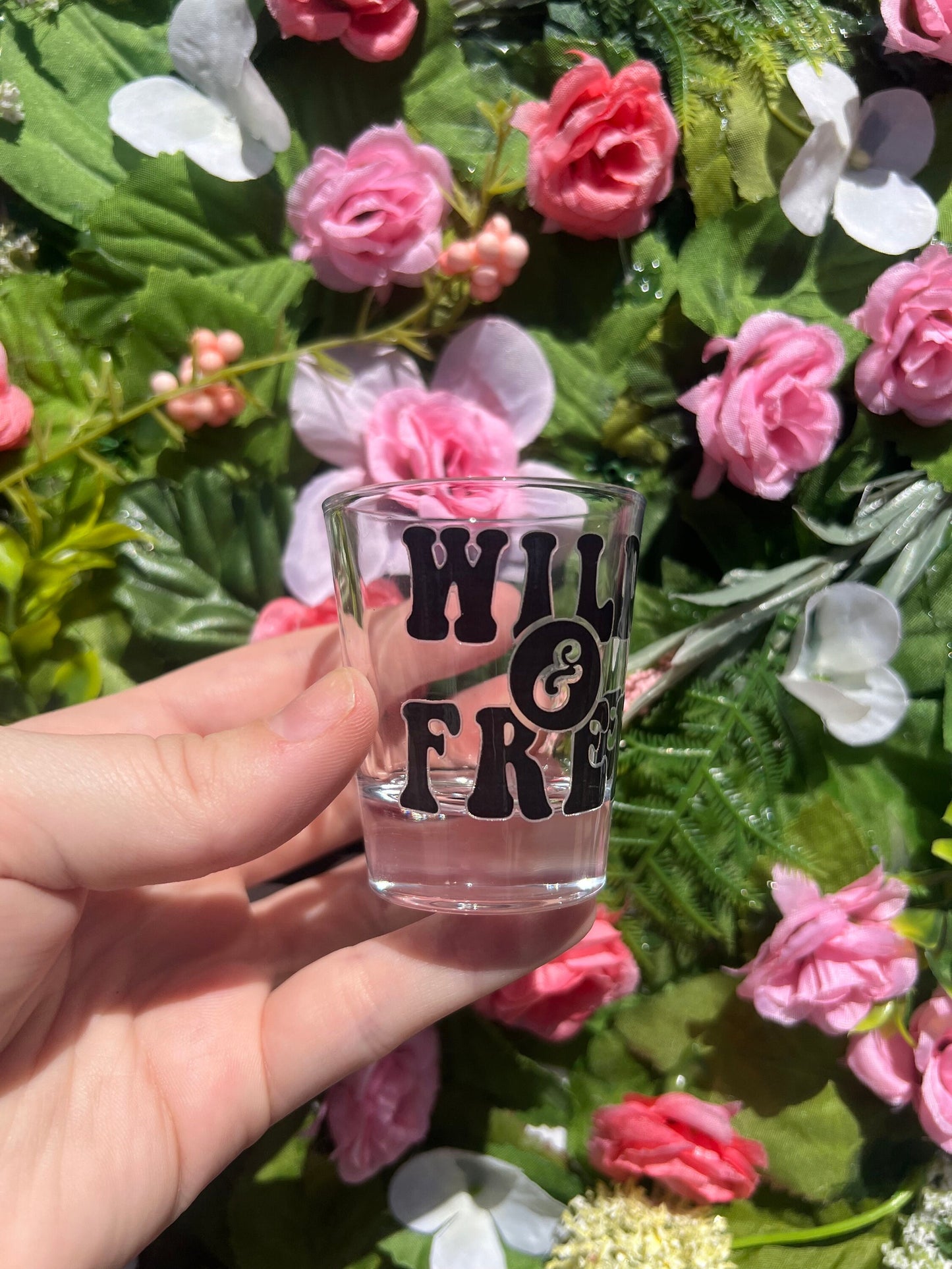 Wild & Free Decorated Glass Shot Glass