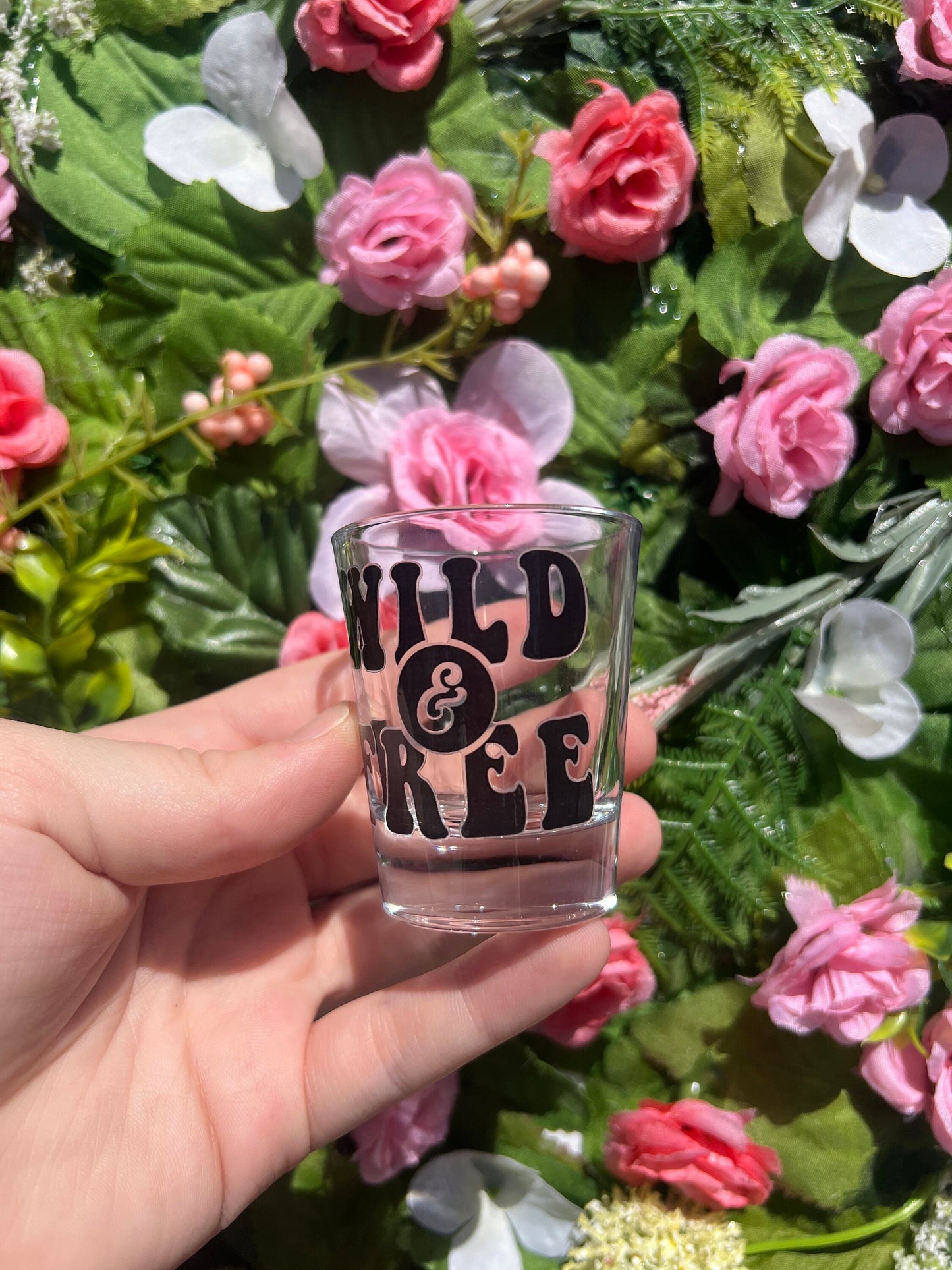 Wild & Free Decorated Glass Shot Glass