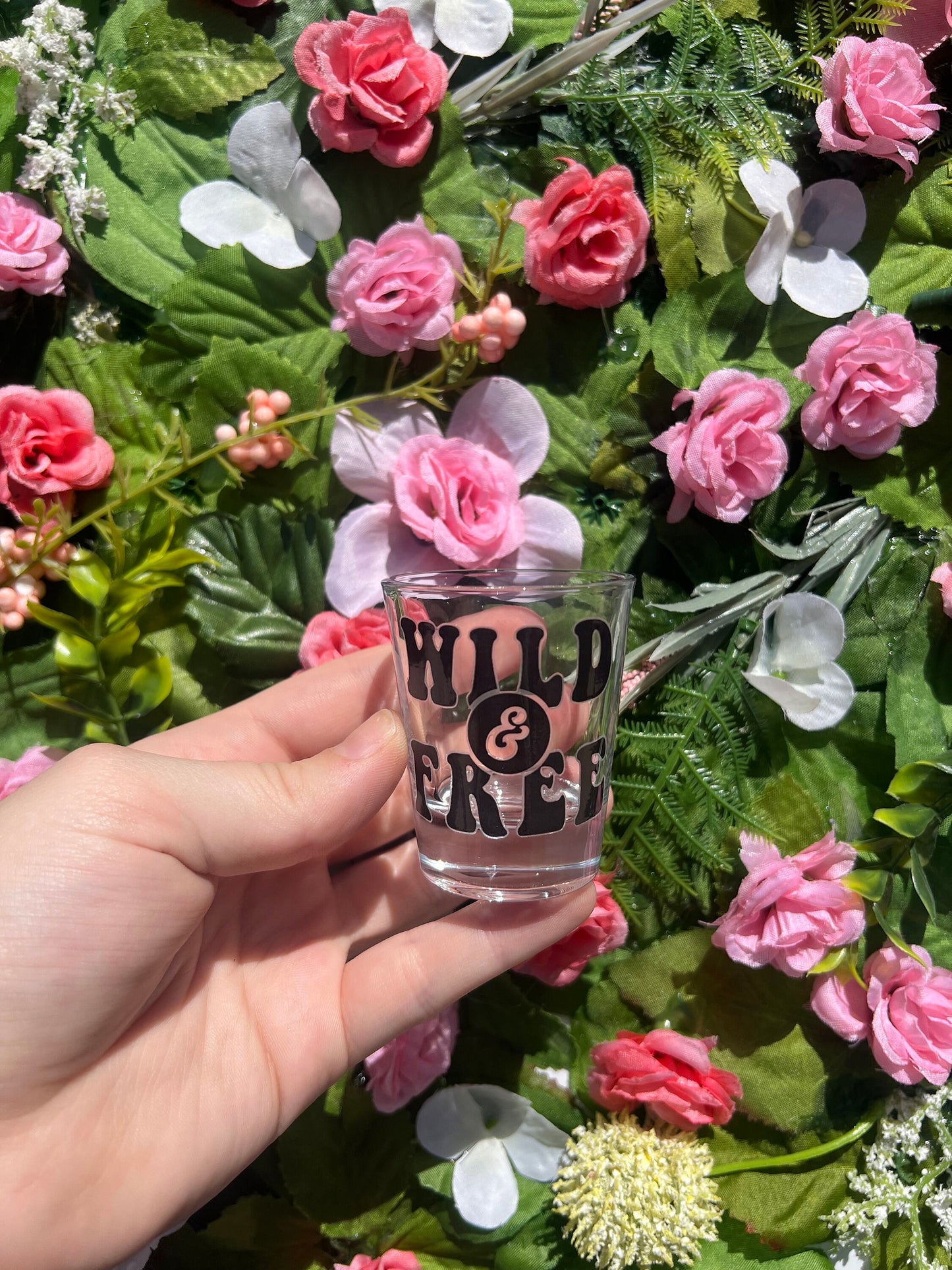 Wild & Free Decorated Glass Shot Glass