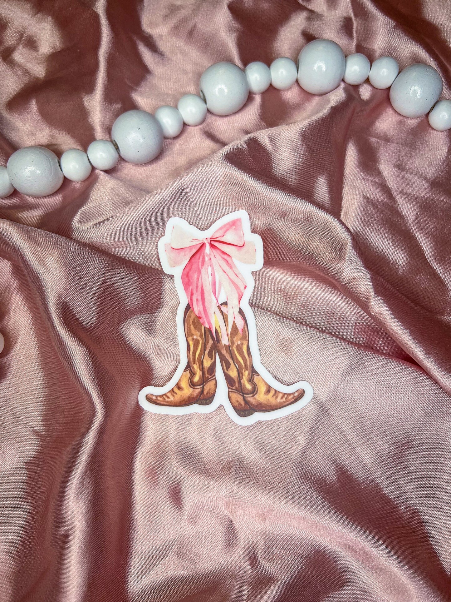 Cowboy Boot Pink Bow Sticker