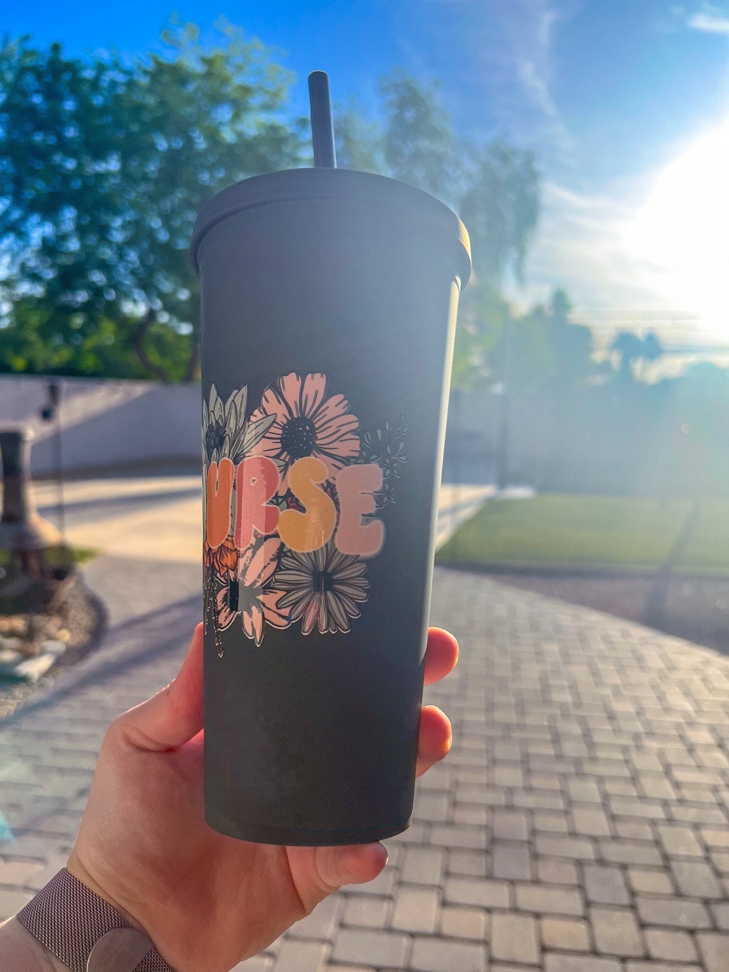 Nurse Decorated 22 oz Black Double Insulated Cup