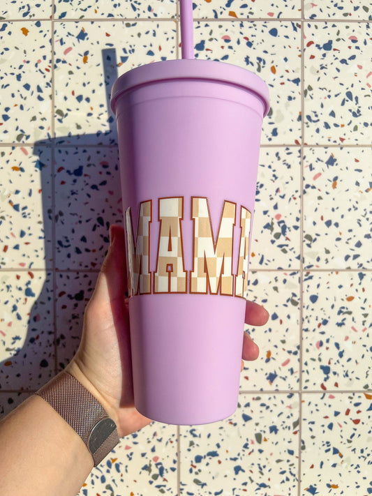 Mama Decorated 22 oz Purple Double Insulated Cup