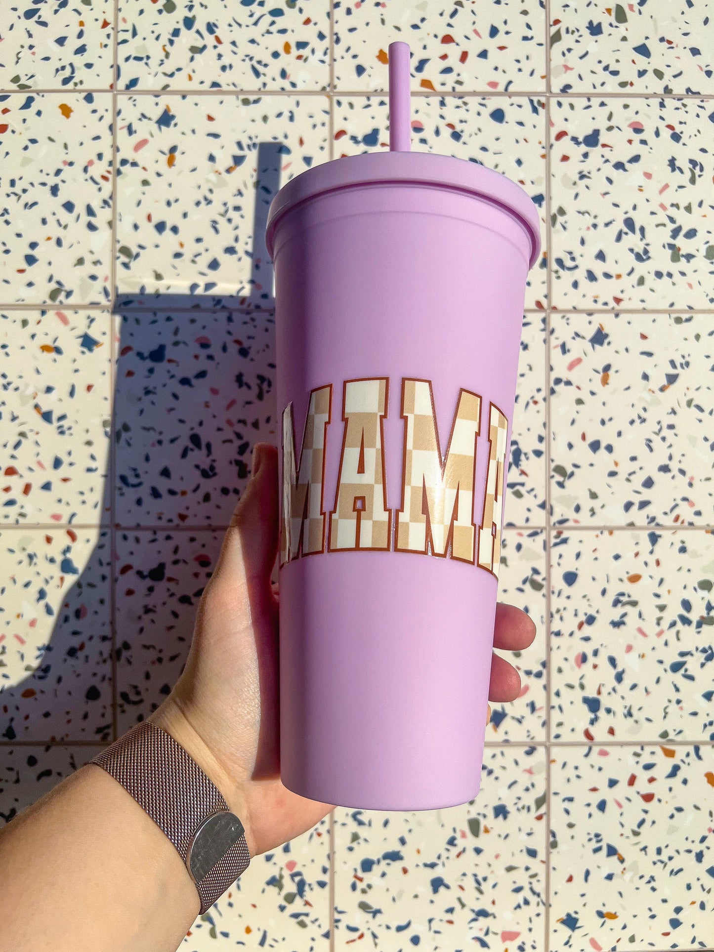 Mama Decorated 22 oz Purple Double Insulated Cup