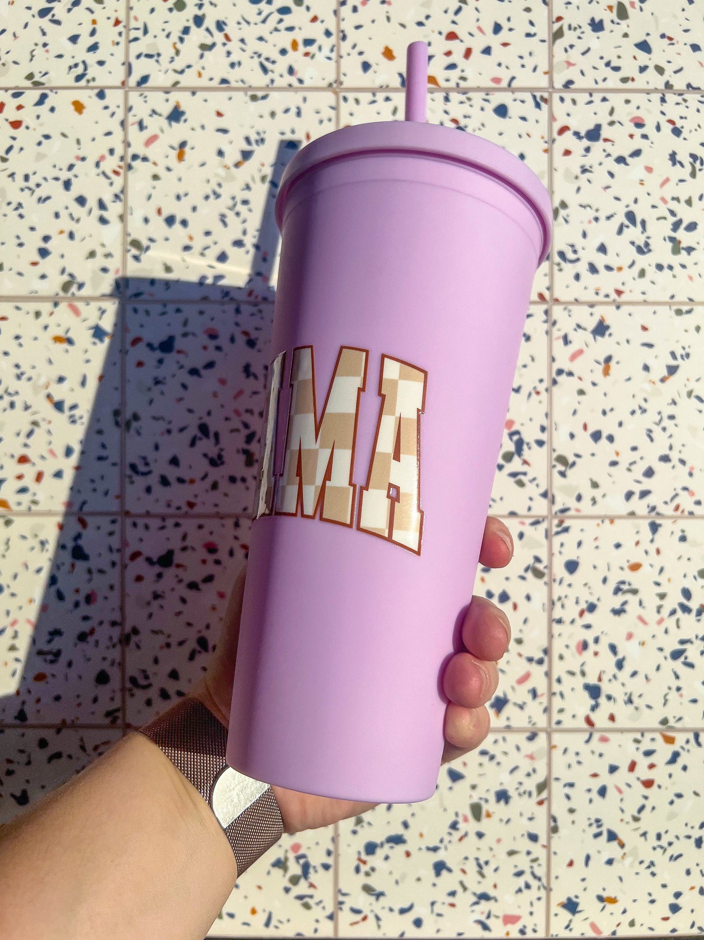 Mama Decorated 22 oz Purple Double Insulated Cup