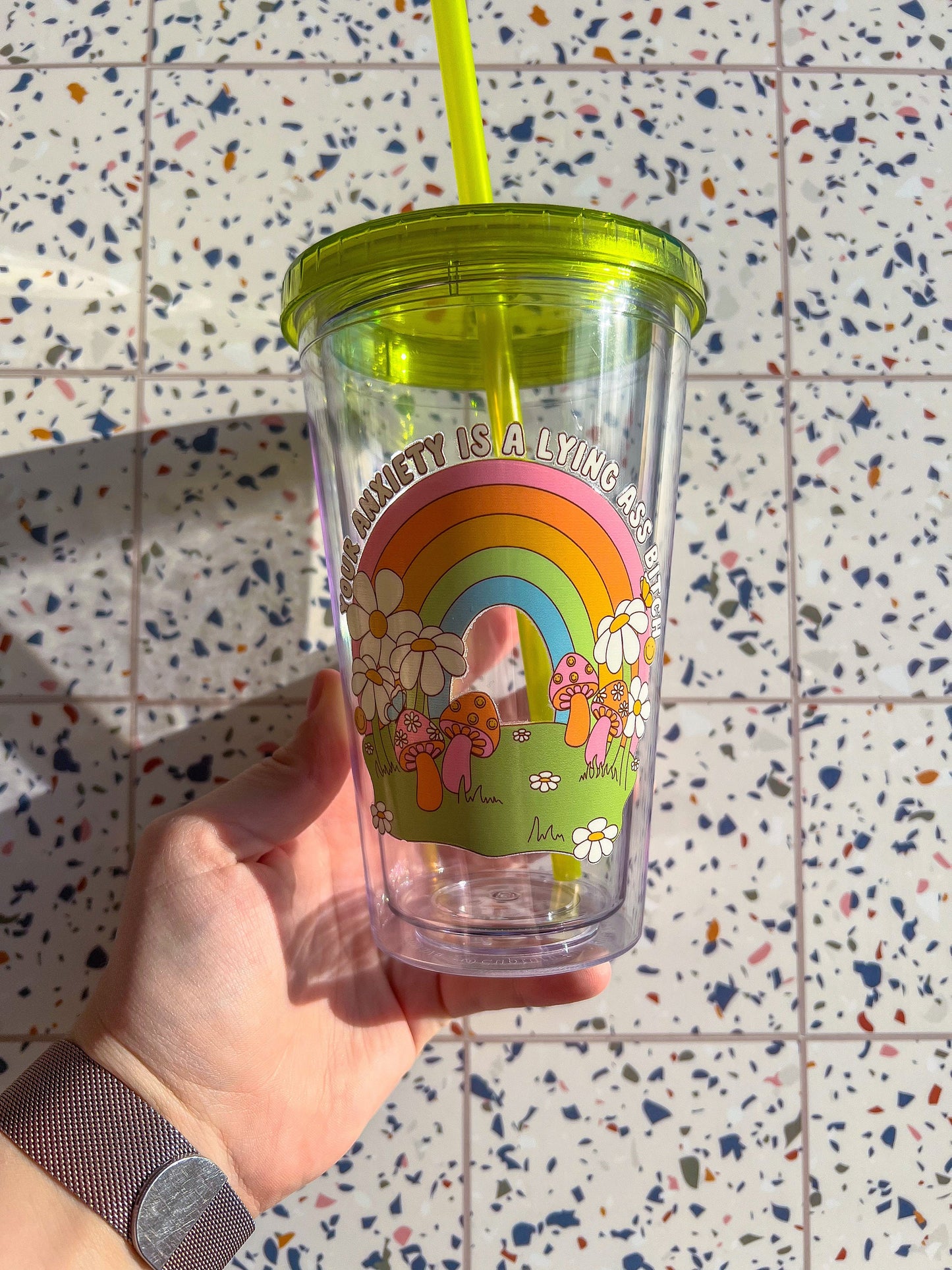 Your Anxiety Is a Lying A** B**** Decorated 16 oz Double Insulated Cup