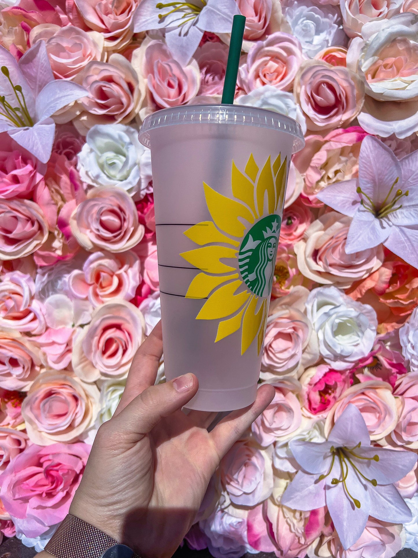 Sunflower Puzzle Pieces Decorated Cold Cup