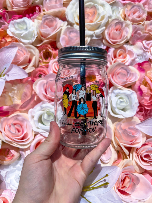 Friends Inspired Decorated 16 oz Mason Jar