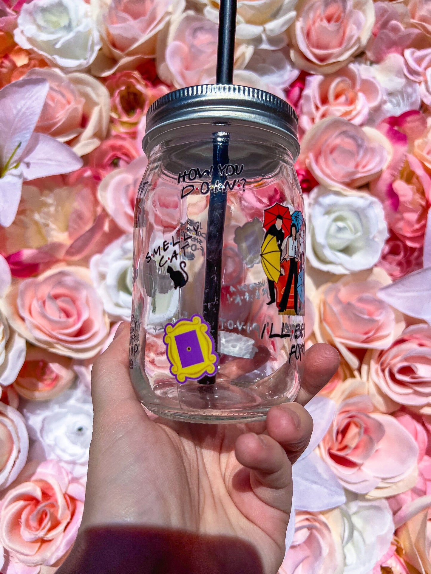 Friends Inspired Decorated 16 oz Mason Jar