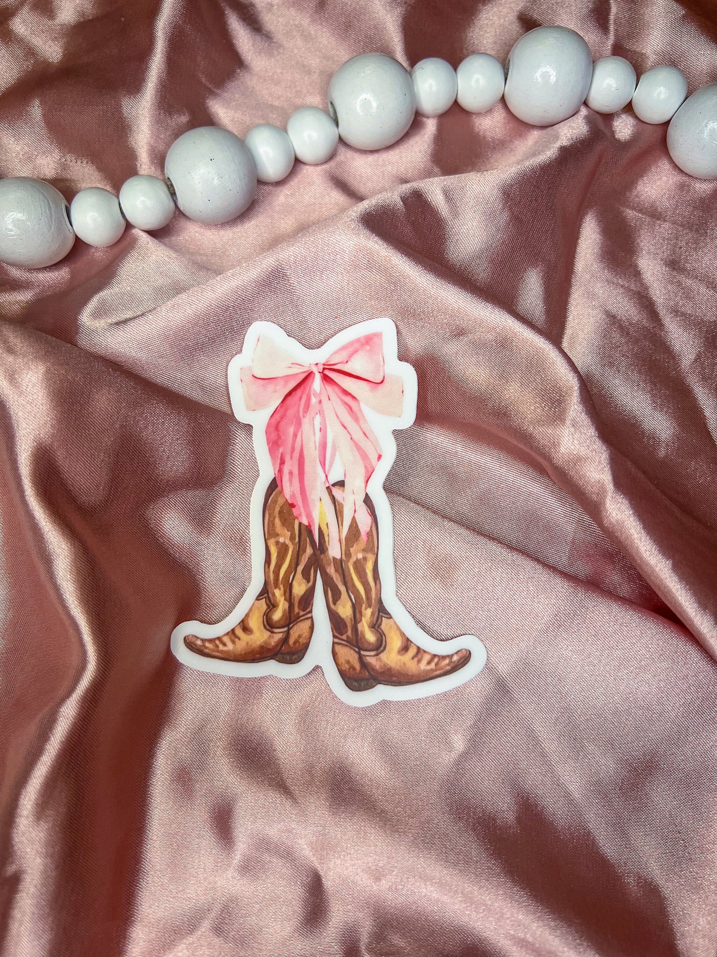 Cowboy Boot Pink Bow Sticker