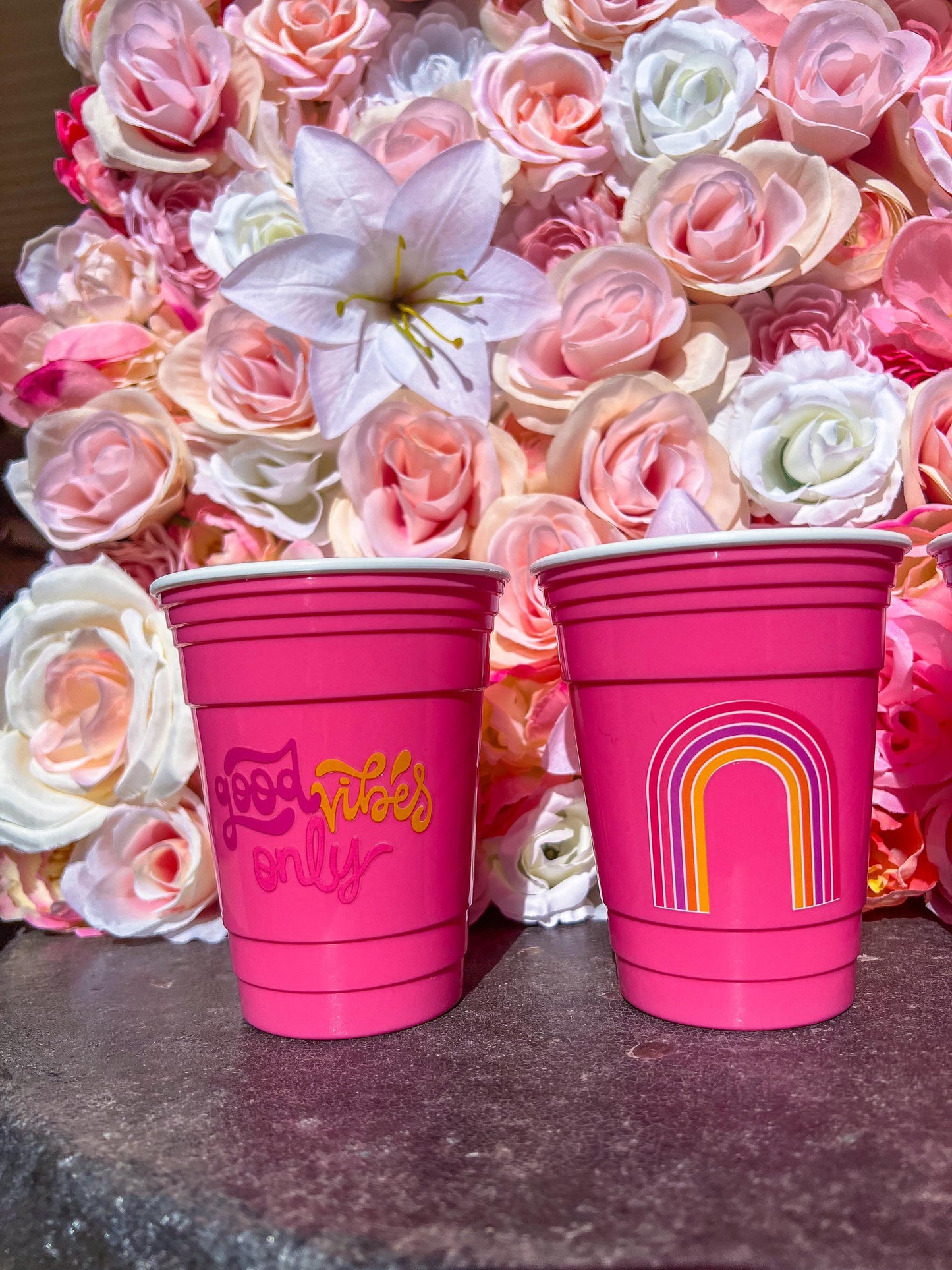 Reusable Pink Party Cups | Set of 4 | Double Insulated 16oz