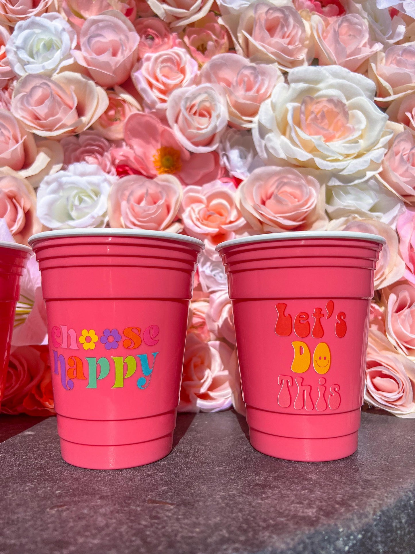 Reusable Pink Party Cups | Set of 4 | Double Insulated 16oz