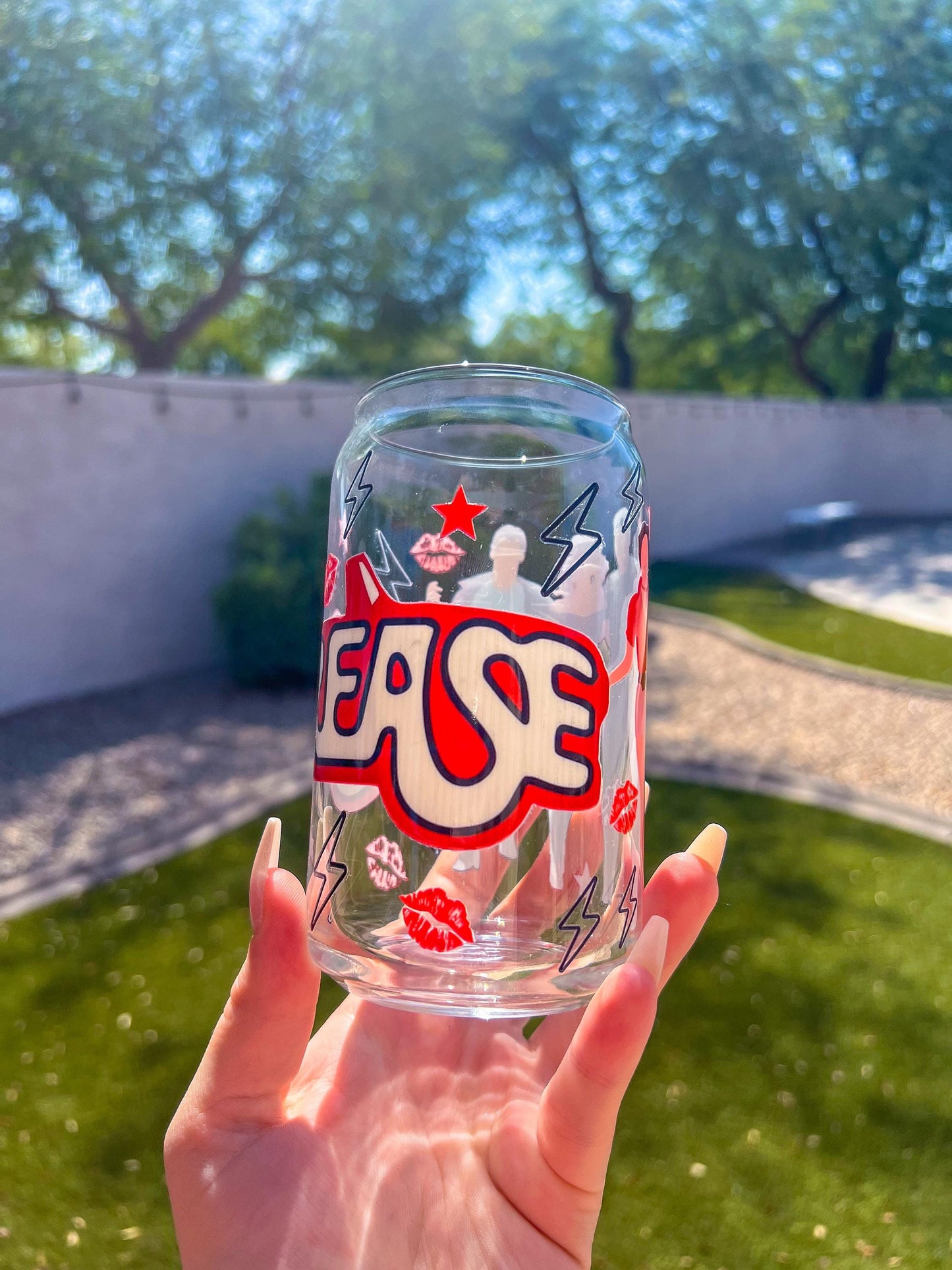 Grease Inspired Decorated 16 oz Glass Cup