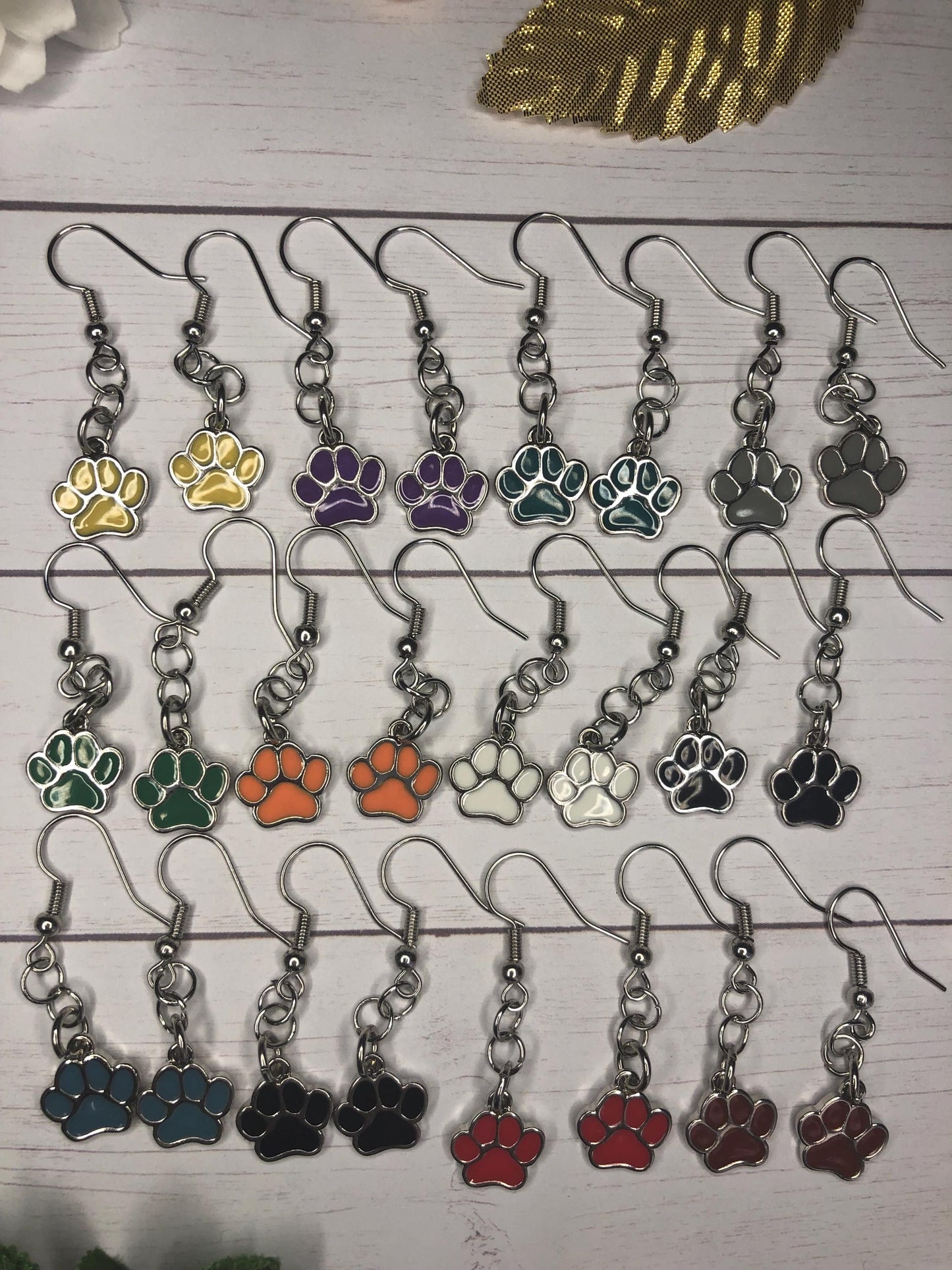 Paw Print Silver Hook Earrings