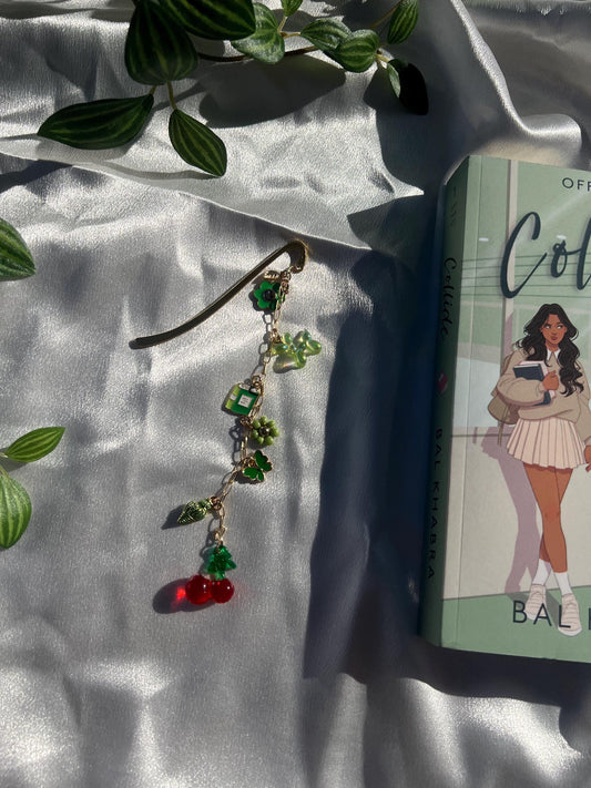 Green Aesthetic Gold Bookmark Charm || Aesthetic Handmade Charms for Books || Beaded Book Accessory